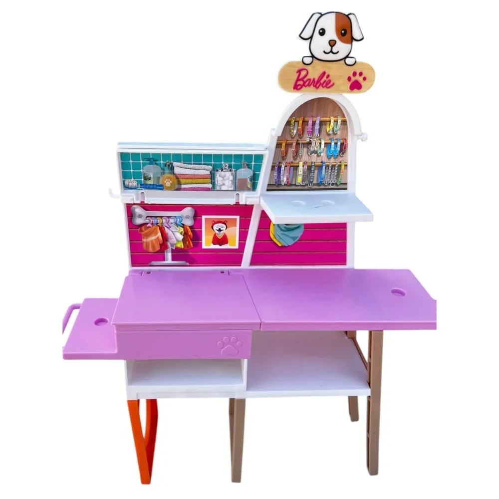 Barbie Pet Care Playset Doll Accessories 5 Pets Carrier Shelving Supplies